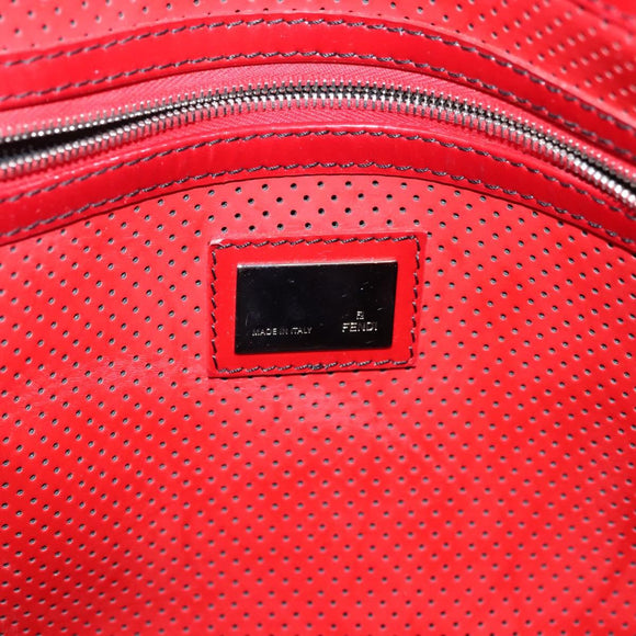 FENDI Tote Bag Enamel Red Silver Auth ti3342