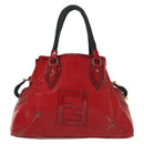 FENDI Tote Bag Enamel Red Silver Auth ti3342-13