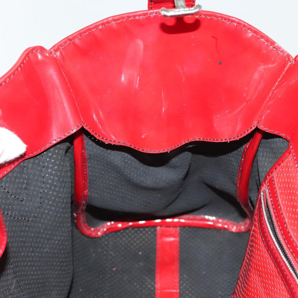 FENDI Tote Bag Enamel Red Silver Auth ti3342