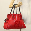 FENDI Tote Bag Enamel Red Silver Auth ti3342-24