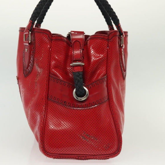 FENDI Tote Bag Enamel Red Silver Auth ti3342