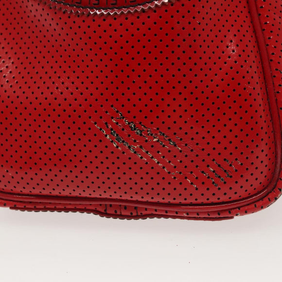 FENDI Tote Bag Enamel Red Silver Auth ti3342