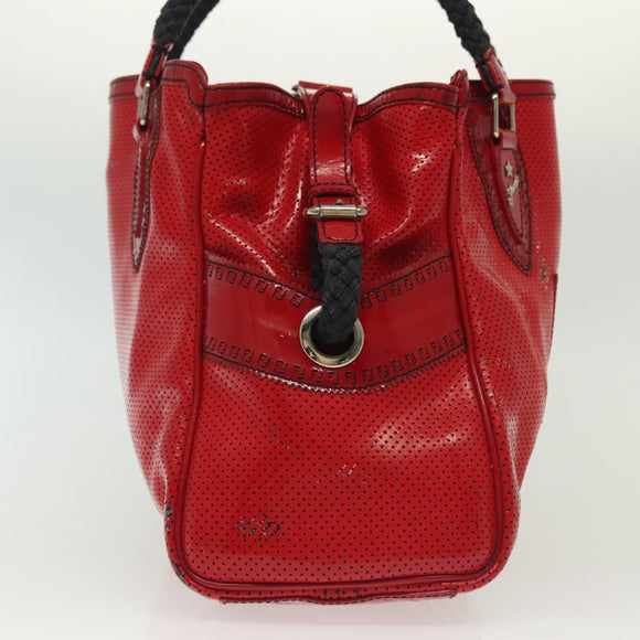 FENDI Tote Bag Enamel Red Silver Auth ti3342