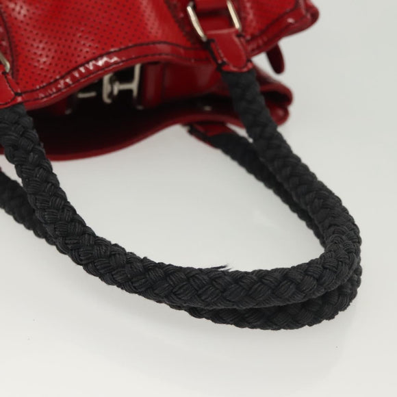 FENDI Tote Bag Enamel Red Silver Auth ti3342