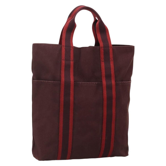 HERMES Fourre Tout Cabass Hand Bag Canvas Red Auth ti3345