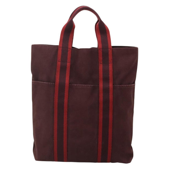 HERMES Fourre Tout Cabass Hand Bag Canvas Red Auth ti3345