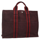 HERMES Fourre Tout MM Hand Bag Canvas Red Auth ti3346-1