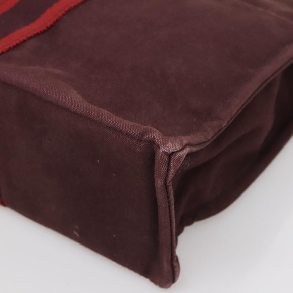 HERMES Fourre Tout MM Hand Bag Canvas Red Auth ti3346