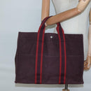 HERMES Fourre Tout MM Hand Bag Canvas Red Auth ti3346-19