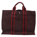 HERMES Fourre Tout MM Hand Bag Canvas Red Auth ti3346-2