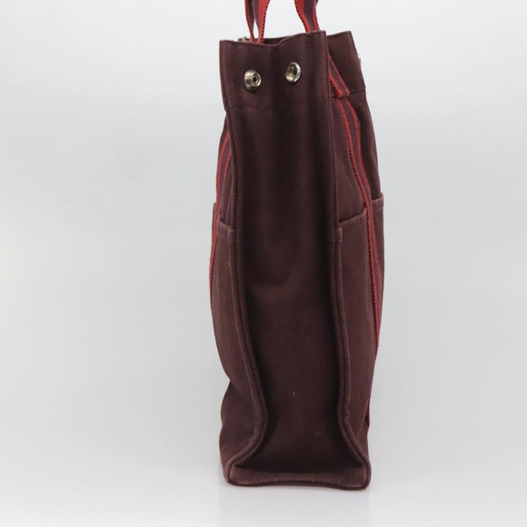 HERMES Fourre Tout MM Hand Bag Canvas Red Auth ti3346