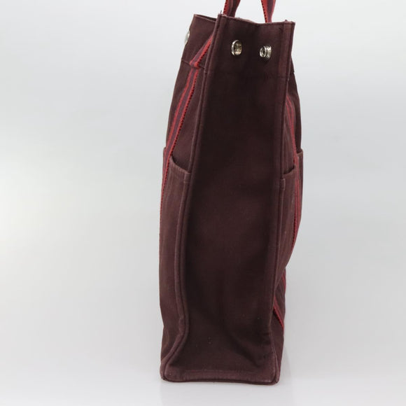 HERMES Fourre Tout MM Hand Bag Canvas Red Auth ti3346