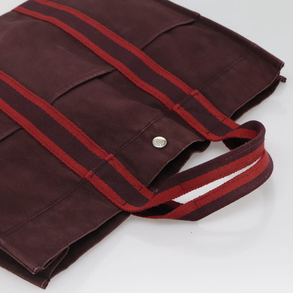 HERMES Fourre Tout MM Hand Bag Canvas Red Auth ti3346