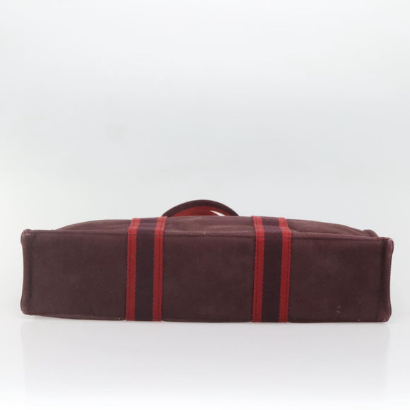 HERMES Fourre Tout MM Hand Bag Canvas Red Auth ti3346