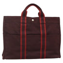 HERMES Fourre Tout MM Hand Bag Canvas Red Auth ti3347-1