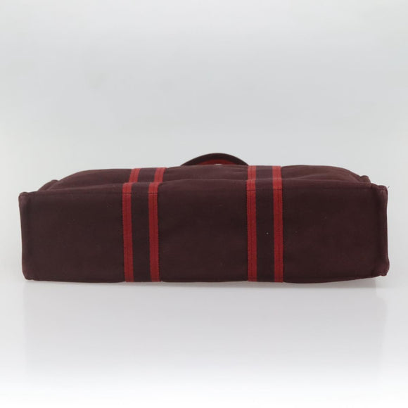 HERMES Fourre Tout MM Hand Bag Canvas Red Auth ti3347