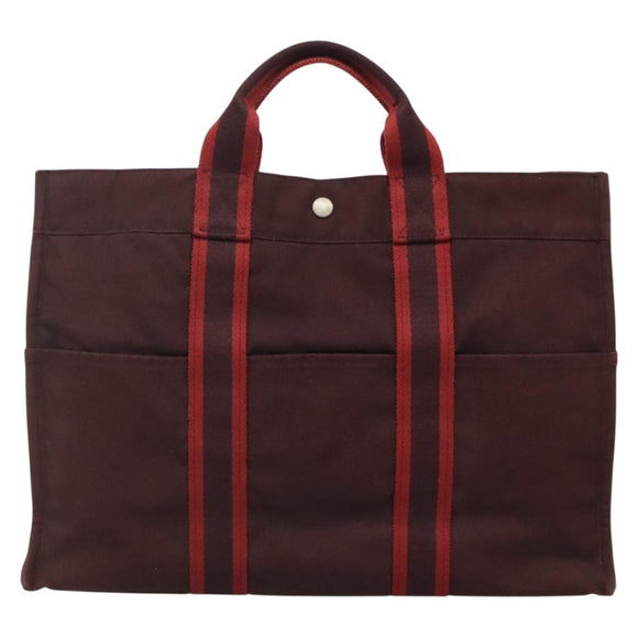 HERMES Fourre Tout MM Hand Bag Canvas Red Auth ti3347