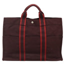 HERMES Fourre Tout MM Hand Bag Canvas Red Auth ti3347-2