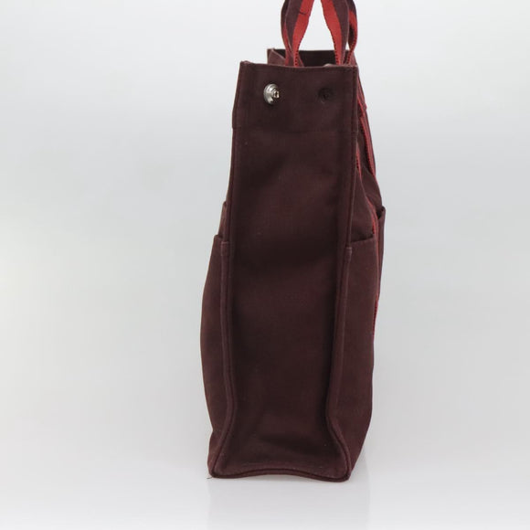 HERMES Fourre Tout MM Hand Bag Canvas Red Auth ti3347