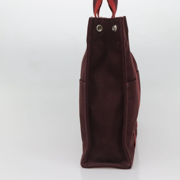 HERMES Fourre Tout MM Hand Bag Canvas Red Auth ti3347
