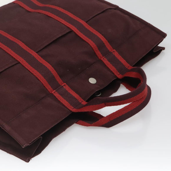 HERMES Fourre Tout MM Hand Bag Canvas Red Auth ti3347