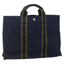 HERMES Fourre Tout MM Hand Bag Canvas Navy Auth ti3348-1