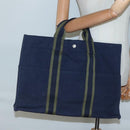 HERMES Fourre Tout MM Hand Bag Canvas Navy Auth ti3348-19
