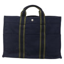 HERMES Fourre Tout MM Hand Bag Canvas Navy Auth ti3348-2