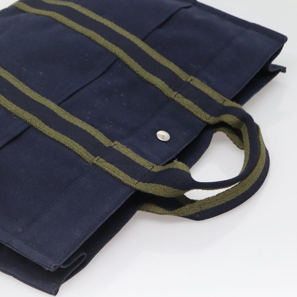 HERMES Fourre Tout MM Hand Bag Canvas Navy Auth ti3348