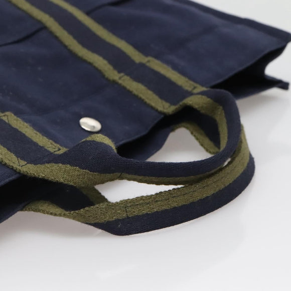HERMES Fourre Tout MM Hand Bag Canvas Navy Auth ti3348