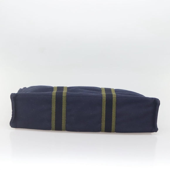 HERMES Fourre Tout MM Hand Bag Canvas Navy Auth ti3348