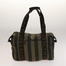 FENDI Pecan Hand Bag Nylon Canvas 2Set Black Brown Auth ti3350-2