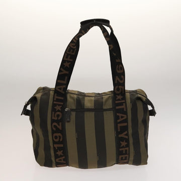 FENDI Pecan Hand Bag Nylon Canvas 2Set Black Brown Auth ti3350 - 0