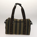 FENDI Pecan Hand Bag Nylon Canvas 2Set Black Brown Auth ti3350-3
