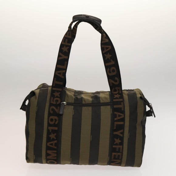FENDI Pecan Hand Bag Nylon Canvas 2Set Black Brown Auth ti3350