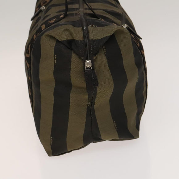 FENDI Pecan Hand Bag Nylon Canvas 2Set Black Brown Auth ti3350