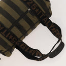 FENDI Pecan Hand Bag Nylon Canvas 2Set Black Brown Auth ti3350-5