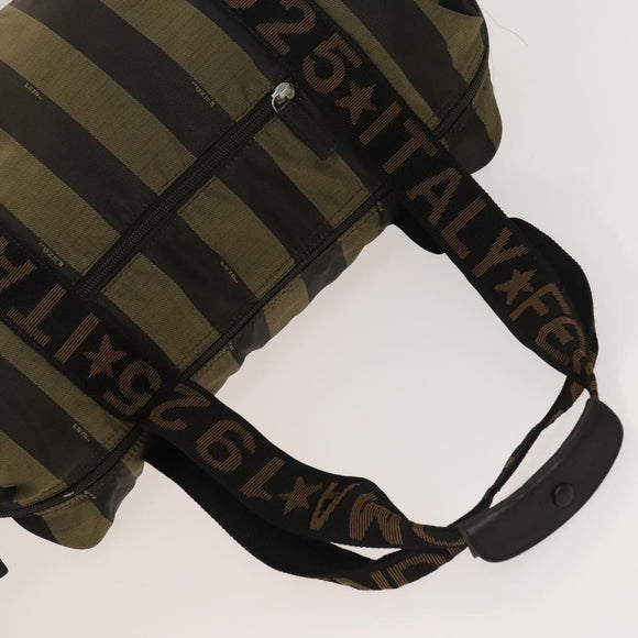 FENDI Pecan Hand Bag Nylon Canvas 2Set Black Brown Auth ti3350