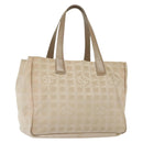 CHANEL New Travel Line Tote Bag Nylon Beige Gold CC Auth ti3356-1