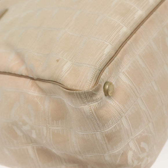 CHANEL New Travel Line Tote Bag Nylon Beige Gold CC Auth ti3356