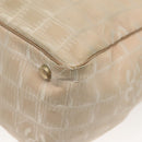 CHANEL New Travel Line Tote Bag Nylon Beige Gold CC Auth ti3356-16