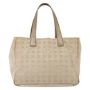 CHANEL New Travel Line Tote Bag Nylon Beige Gold CC Auth ti3356-13
