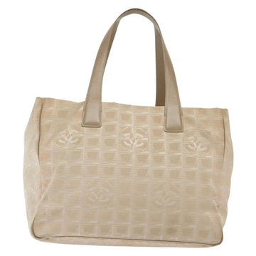 CHANEL New Travel Line Tote Bag Nylon Beige Gold CC Auth ti3356 - 0