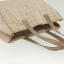 CHANEL New Travel Line Einkaufstasche Nylon Beige Gold CC Auth ti3356-6
