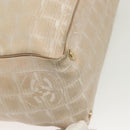 CHANEL New Travel Line Tote Bag Nylon Beige Gold CC Auth ti3357-10