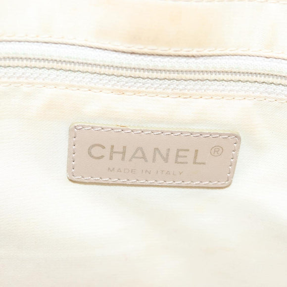 CHANEL New Travel Line Tote Bag Nylon Beige Gold CC Auth ti3357