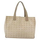 CHANEL New Travel Line Tote Bag Nylon Beige Gold CC Auth ti3357-2