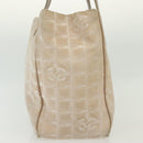 CHANEL New Travel Line Tote Bag Nylon Beige Gold CC Auth ti3357-4