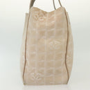 CHANEL New Travel Line Tote Bag Nylon Beige Gold CC Auth ti3357-5