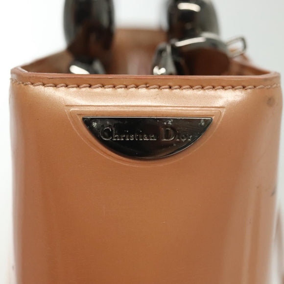 Christian Dior Maris Pearl Hand Bag Enamel Pink Auth ti3359